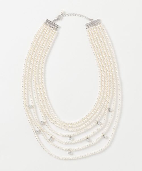 限定製作 C R E A M クリーム のファッション ネックレス アクセサリー セール 7連パールストーンネックレス ネックレス ネックレス