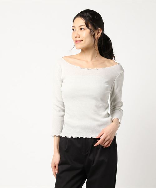 Cheek(チーク)の「ラメテレコメロープルオーバー(Tシャツ/カットソー・レディース・オフホワイト/グレー/ブラック・MEDIUM)」の2枚目の写真