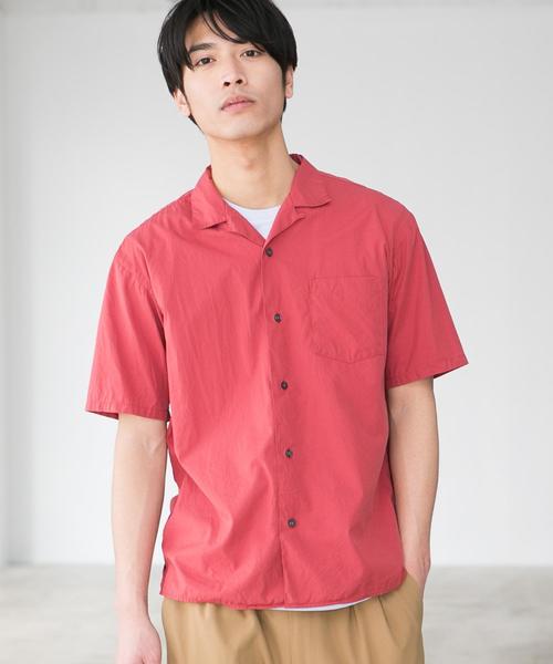green label relaxing（グリーンレーベルリラクシング）の「CM コットンシルクポプリン オープンカラー 半袖シャツ ◆（シャツ/ブラウス・メンズ・イエロー/ネイビー/ピンク/ライトブルー・L/M/S）」の4枚目の写真