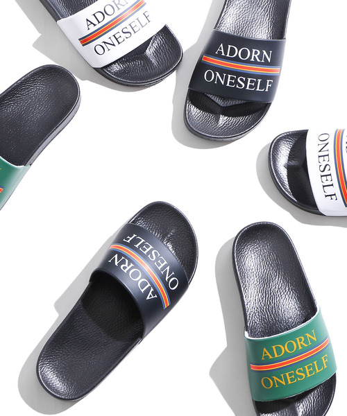 WEGO（ウィゴー）の「WEGO/ロゴフラットサンダル（サンダル・レディース・ブラック/ホワイト/グリーン・LARGE/MEDIUM）」の4枚目の写真