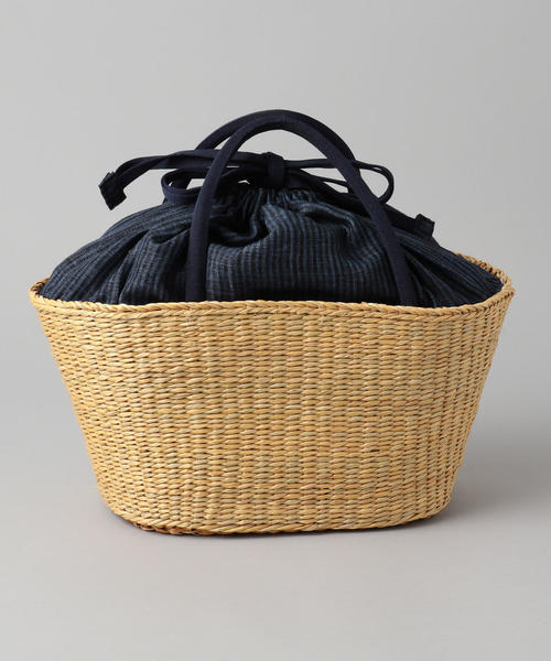 【新品】中川清七商店　かごバック　バスケット　先染め　縞模様　巾着絞り UNITED ARROWS（ユナイテッドアローズ）の「＜中川政七商店＞ 籠バッグ