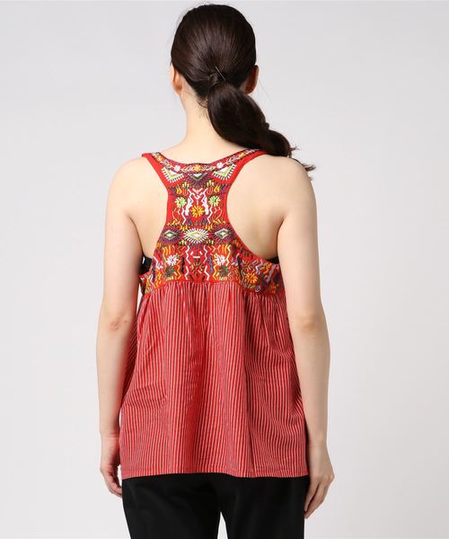 チャイハネ(チャイハネ)の「【チャイハネ】フォークロア刺繍ノースリーブトップス(タンクトップ・レディース・パープル/レッド/ホワイト・FREE)」の5枚目の写真