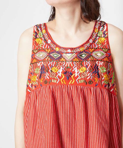 チャイハネ(チャイハネ)の「【チャイハネ】フォークロア刺繍ノースリーブトップス(タンクトップ・レディース・パープル/レッド/ホワイト・FREE)」の10枚目の写真