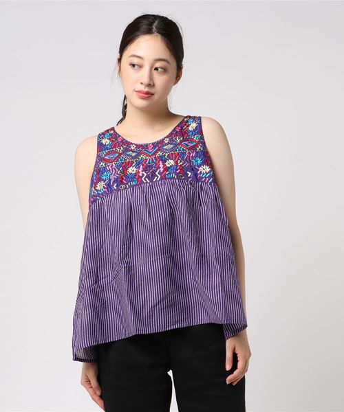 チャイハネ(チャイハネ)の「【チャイハネ】フォークロア刺繍ノースリーブトップス(タンクトップ・レディース・パープル/レッド/ホワイト・FREE)」の9枚目の写真
