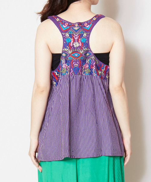 チャイハネ(チャイハネ)の「【チャイハネ】フォークロア刺繍ノースリーブトップス(タンクトップ・レディース・パープル/レッド/ホワイト・FREE)」の6枚目の写真