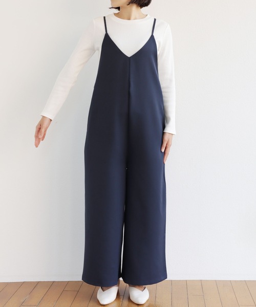 3サイズ展開】きれいめツイルワイドキャミサロペット