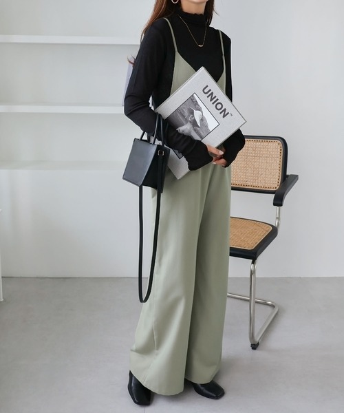 セール】【3サイズ展開】きれいめツイルワイドキャミサロペット