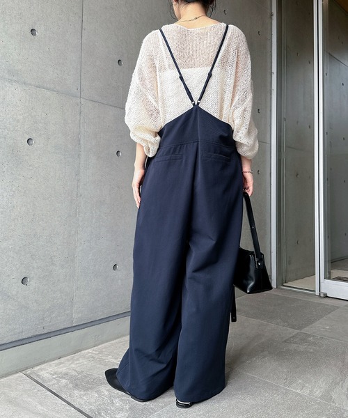 【美品】サロペット セール】【3サイズ展開】きれいめツイルワイドキャミサロペット