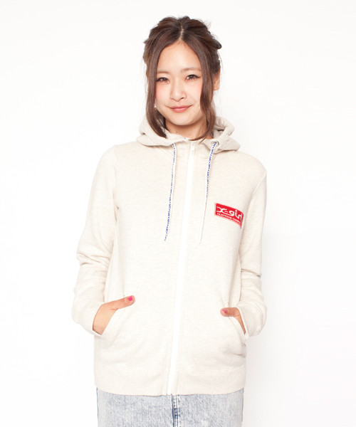 X-girl（エックスガール）の「X-girl VARIOUS SWEAT HOODIE（パーカー・レディース・ホワイト/カモフラージュ/ブラック/アッシュグレー/グリーン/ネイビー/A/B・1/2）」の2枚目の写真