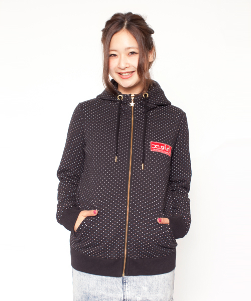 X-girl（エックスガール）の「X-girl VARIOUS SWEAT HOODIE（パーカー・レディース・ホワイト/カモフラージュ/ブラック/アッシュグレー/グリーン/ネイビー/A/B・1/2）」の8枚目の写真