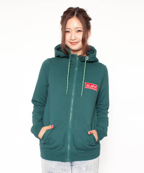 X-girl（エックスガール）の「X-girl VARIOUS SWEAT HOODIE（パーカー・レディース・ホワイト/カモフラージュ/ブラック/アッシュグレー/グリーン/ネイビー/A/B・1/2）」の4枚目の写真