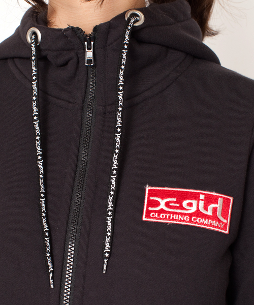 X-girl（エックスガール）の「X-girl VARIOUS SWEAT HOODIE（パーカー・レディース・ホワイト/カモフラージュ/ブラック/アッシュグレー/グリーン/ネイビー/A/B・1/2）」の10枚目の写真