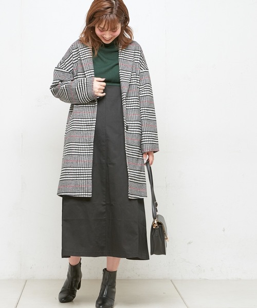 natural couture（ナチュラルクチュール）の「ウールチェック柄ロングチェスター（チェスターコート・レディース・ブラック/ブラウン・FREE）」の14枚目の写真