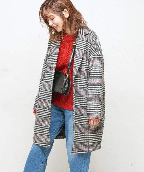 natural couture（ナチュラルクチュール）の「ウールチェック柄ロングチェスター（チェスターコート・レディース・ブラック/ブラウン・FREE）」の19枚目の写真