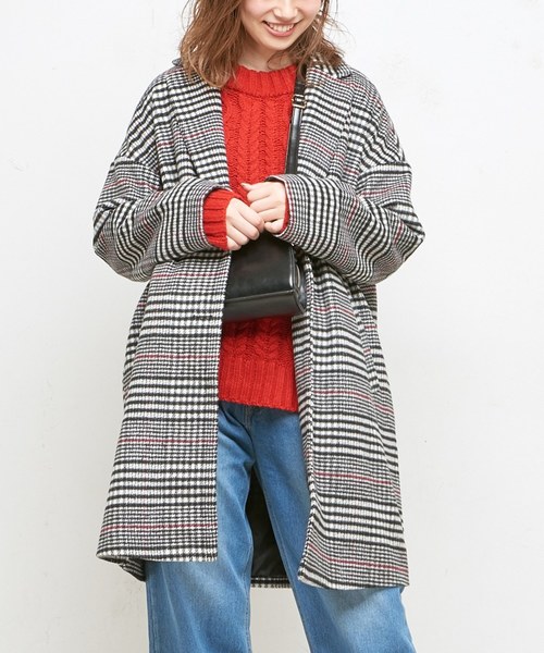 natural couture（ナチュラルクチュール）の「ウールチェック柄ロングチェスター（チェスターコート・レディース・ブラック/ブラウン・FREE）」の17枚目の写真