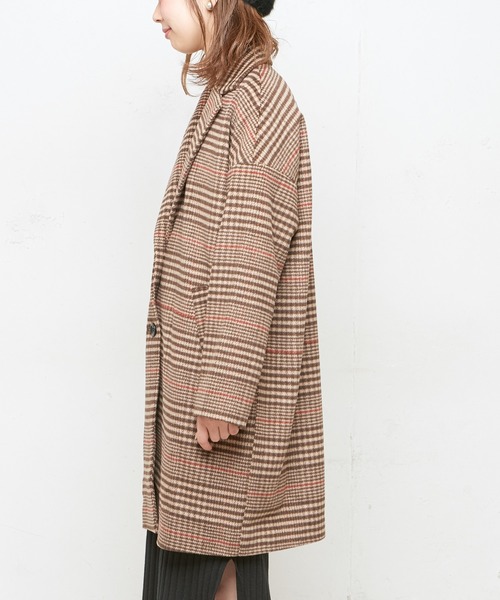 natural couture（ナチュラルクチュール）の「ウールチェック柄ロングチェスター（チェスターコート・レディース・ブラック/ブラウン・FREE）」の18枚目の写真