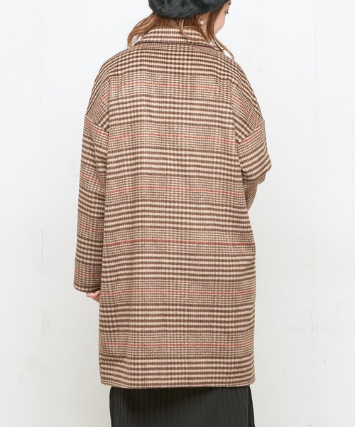 natural couture（ナチュラルクチュール）の「ウールチェック柄ロングチェスター（チェスターコート・レディース・ブラック/ブラウン・FREE）」の13枚目の写真