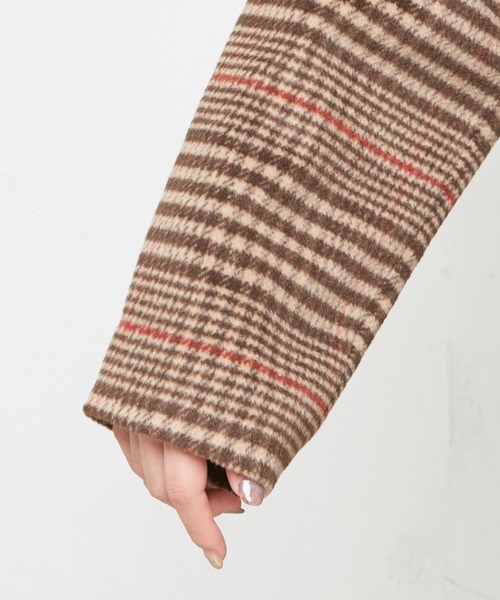 natural couture（ナチュラルクチュール）の「ウールチェック柄ロングチェスター（チェスターコート・レディース・ブラック/ブラウン・FREE）」の8枚目の写真