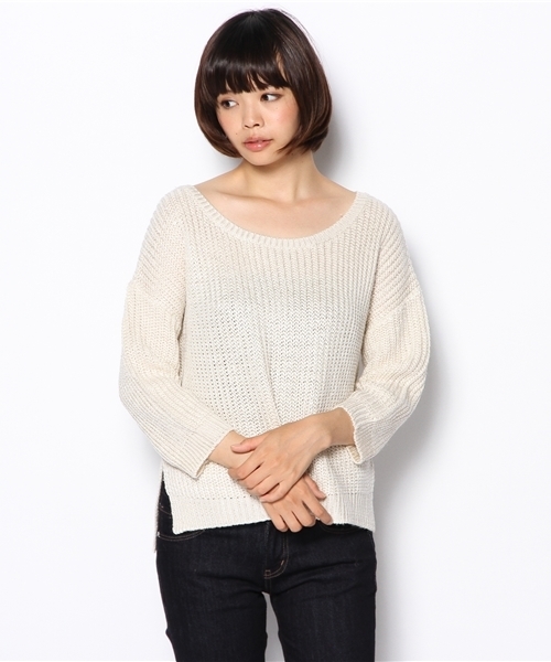 SHIPS for women（シップスフォーウィメン）の「★★アゼ ビッグプルオーバー（ニット/セーター・レディース・ライトホワイト/キャメル/ネイビー・ONE SIZE）」の12枚目の写真