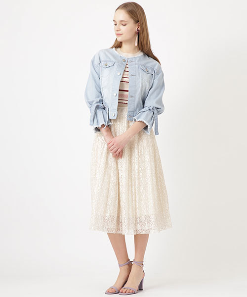 JILL STUART（ジルスチュアート）の「◆《JILL JEAN》キャンディスリーブデニムジャケット（ブルゾン・レディース・ホワイト/ブルー・SMALL/MEDIUM）」の6枚目の写真