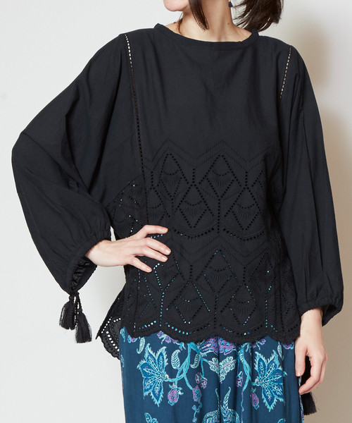 チャイハネ（チャイハネ）の「【チャイハネ】カットワークレーストップス（シャツ/ブラウス・レディース・ホワイト/ブラック/パープル/グリーン・FREE）」の11枚目の写真