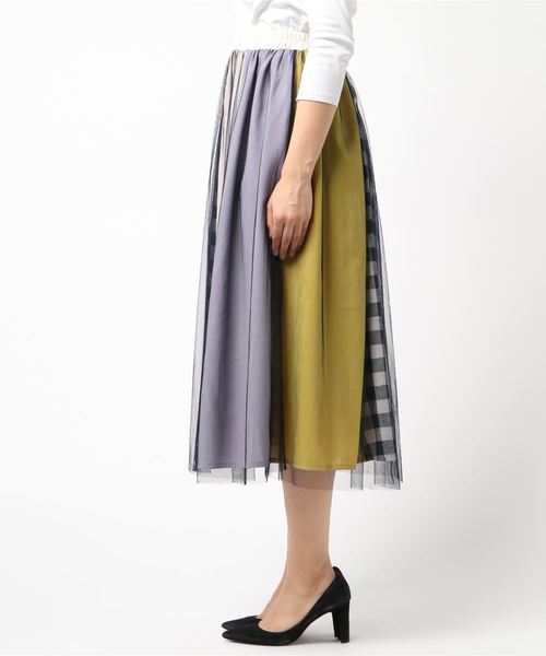 rps（アールピーエス）の「チュール×パッチワークフレアースカート（スカート・レディース・ネイビー/ブルー・M）」の5枚目の写真