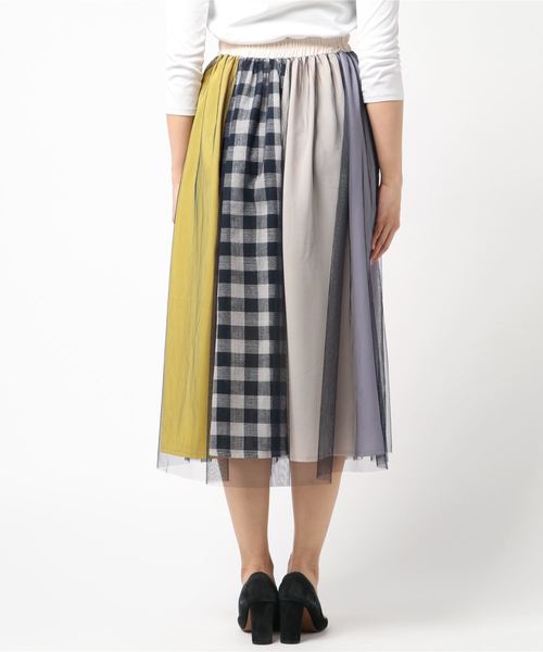 rps（アールピーエス）の「チュール×パッチワークフレアースカート（スカート・レディース・ネイビー/ブルー・M）」の9枚目の写真