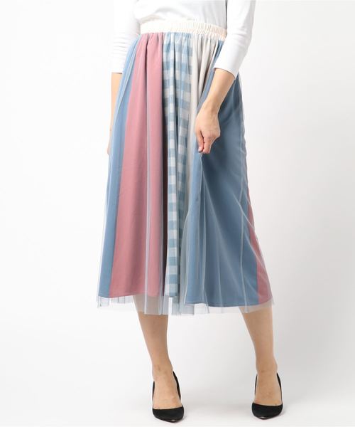 rps（アールピーエス）の「チュール×パッチワークフレアースカート（スカート・レディース・ネイビー/ブルー・M）」の7枚目の写真