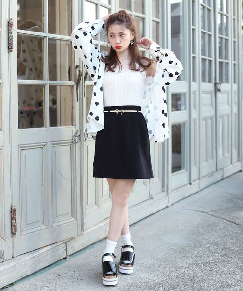 one after another NICE CLAUP（ワンアフターアナザーナイスクラップ）の「リボンベルト付ミニスカート（スカート・レディース・アイボリー/ブラック/ベージュ/ブルー系その他・FREE）」の16枚目の写真