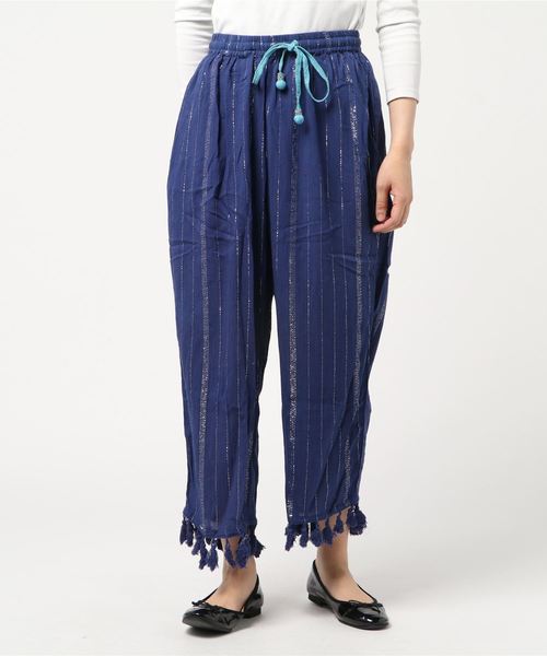 チャイハネ（チャイハネ）の「【チャイハネ】ラメラインフリンジパンツ（その他パンツ・レディース・ホワイト/ネイビー/ブルー/マスタード・FREE）」の5枚目の写真