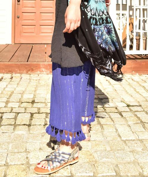 チャイハネ（チャイハネ）の「【チャイハネ】ラメラインフリンジパンツ（その他パンツ・レディース・ホワイト/ネイビー/ブルー/マスタード・FREE）」の9枚目の写真