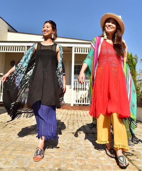 チャイハネ（チャイハネ）の「【チャイハネ】ラメラインフリンジパンツ（その他パンツ・レディース・ホワイト/ネイビー/ブルー/マスタード・FREE）」の12枚目の写真