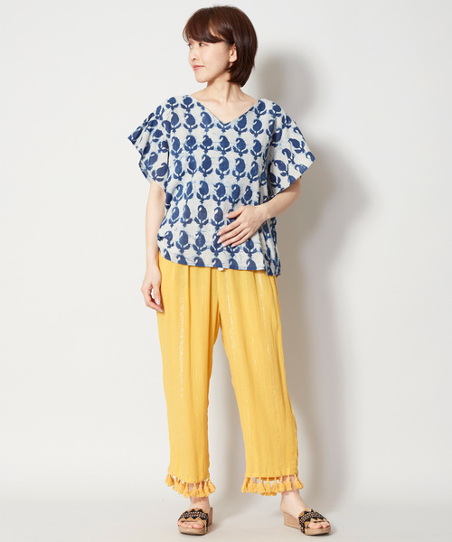 チャイハネ（チャイハネ）の「【チャイハネ】ラメラインフリンジパンツ（その他パンツ・レディース・ホワイト/ネイビー/ブルー/マスタード・FREE）」の15枚目の写真