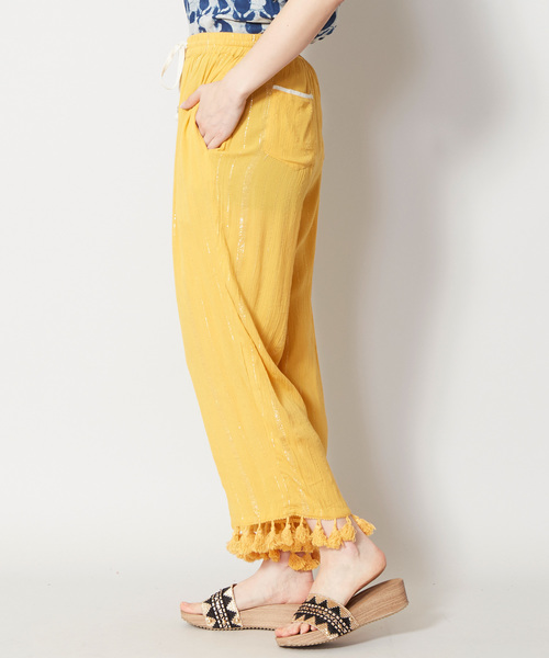 チャイハネ（チャイハネ）の「【チャイハネ】ラメラインフリンジパンツ（その他パンツ・レディース・ホワイト/ネイビー/ブルー/マスタード・FREE）」の16枚目の写真
