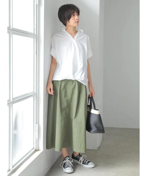 AMERICAN HOLIC（アメリカンホリック）の「綿ツイルバックポケットスカート（スカート・レディース・ライトベージュ/カーキ/ネイビー・L/M）」の4枚目の写真