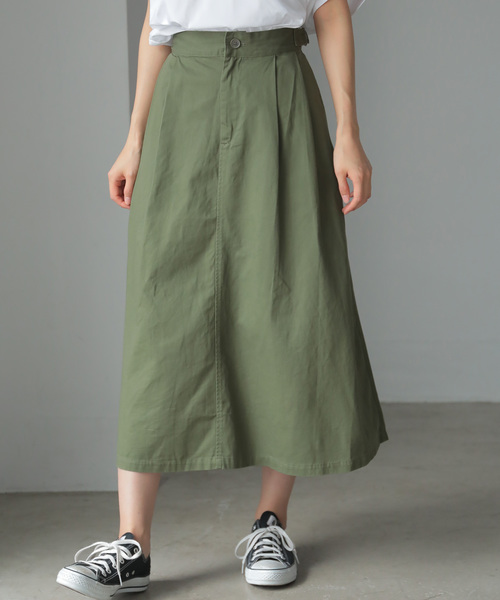 AMERICAN HOLIC（アメリカンホリック）の「綿ツイルバックポケットスカート（スカート・レディース・ライトベージュ/カーキ/ネイビー・L/M）」の2枚目の写真
