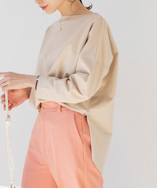 coen（コーエン）の「【WEB限定カラー】ボートネックシャツテールカットソー#（Tシャツ/カットソー・レディース・オフホワイト/ブラック/ベージュ/ブラウン/ネイビー/ナチュラル/ライトブルー/ケリー/コバルトブルー/ダークグレー・FREE）」の7枚目の写真