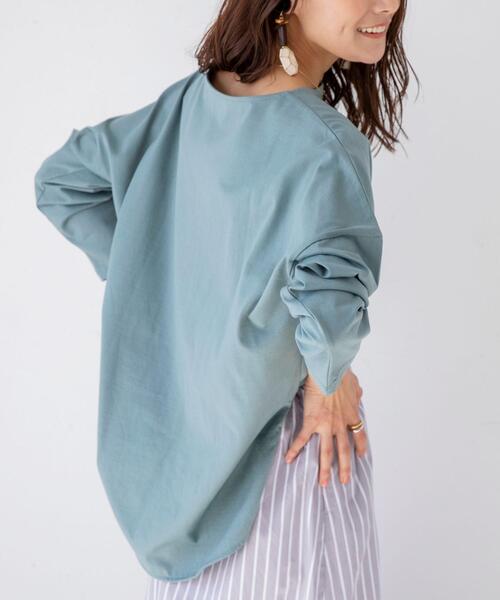 coen（コーエン）の「【WEB限定カラー】ボートネックシャツテールカットソー#（Tシャツ/カットソー・レディース・オフホワイト/ブラック/ベージュ/ブラウン/ネイビー/ナチュラル/ライトブルー/ケリー/コバルトブルー/ダークグレー・FREE）」の8枚目の写真