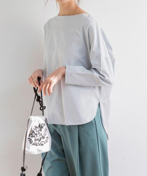 coen（コーエン）の「【WEB限定カラー】ボートネックシャツテールカットソー#（Tシャツ/カットソー・レディース・オフホワイト/ブラック/ベージュ/ブラウン/ネイビー/ナチュラル/ライトブルー/ケリー/コバルトブルー/ダークグレー・FREE）」の9枚目の写真