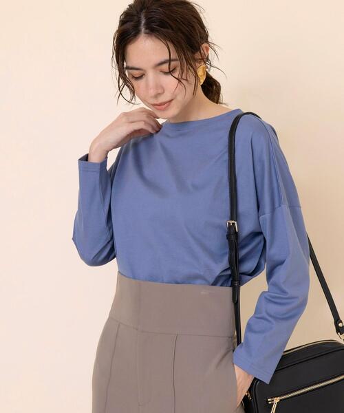 coen（コーエン）の「【WEB限定カラー】ボートネックシャツテールカットソー#（Tシャツ/カットソー・レディース・オフホワイト/ブラック/ベージュ/ブラウン/ネイビー/ナチュラル/ライトブルー/ケリー/コバルトブルー/ダークグレー・FREE）」の19枚目の写真