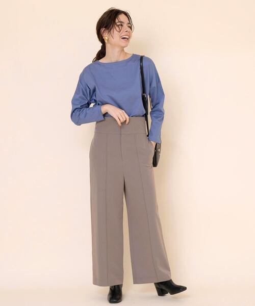 coen（コーエン）の「【WEB限定カラー】ボートネックシャツテールカットソー#（Tシャツ/カットソー・レディース・オフホワイト/ブラック/ベージュ/ブラウン/ネイビー/ナチュラル/ライトブルー/ケリー/コバルトブルー/ダークグレー・FREE）」の20枚目の写真