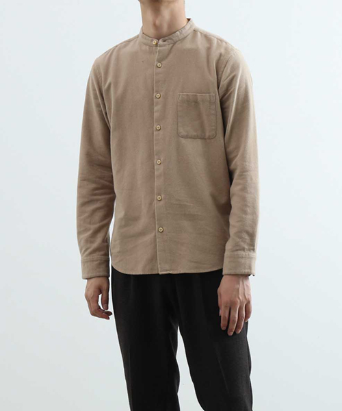 ADAM ET ROPE'（アダムエロペ）の「起毛ネル バンドカラーシャツ（シャツ/ブラウス・メンズ・ダークブラウン/モスグリーン/マスタード・LL/M/L）」の3枚目の写真