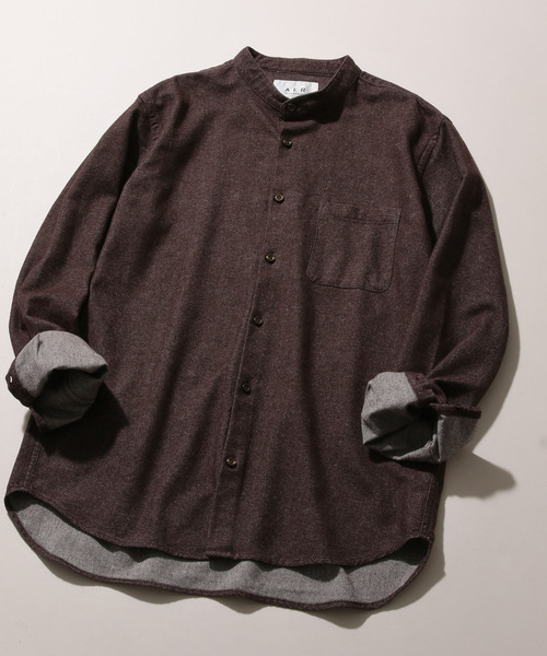 ADAM ET ROPE'（アダムエロペ）の「起毛ネル バンドカラーシャツ（シャツ/ブラウス・メンズ・ダークブラウン/モスグリーン/マスタード・LL/M/L）」の5枚目の写真