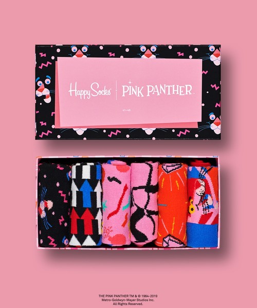 Happy Socks(ハッピーソックス)の「【Limited】 Happy Socks × Pink Panther 6足組 クルーソックス ギフトセット 1A447001(ソックス/靴下)」|マルチ