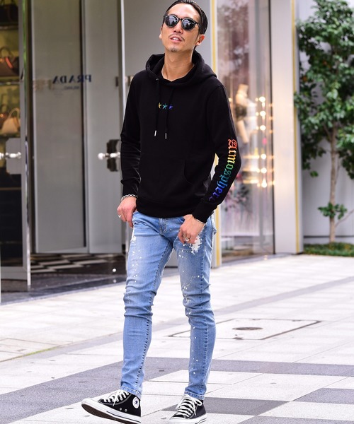 JOKER(ジョーカー)の「スターレインボー刺繍パーカー スウェット トレーナー プルオーバー(パーカー・メンズ・ブラック・M/L/XL/XXL)」の5枚目の写真