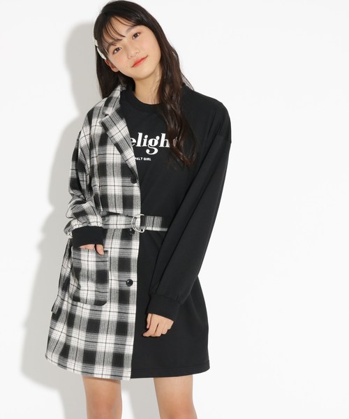 セール ワンピース ドッキング開襟シャツワンピース ワンピース Pink Latte ピンクラテ のファッション