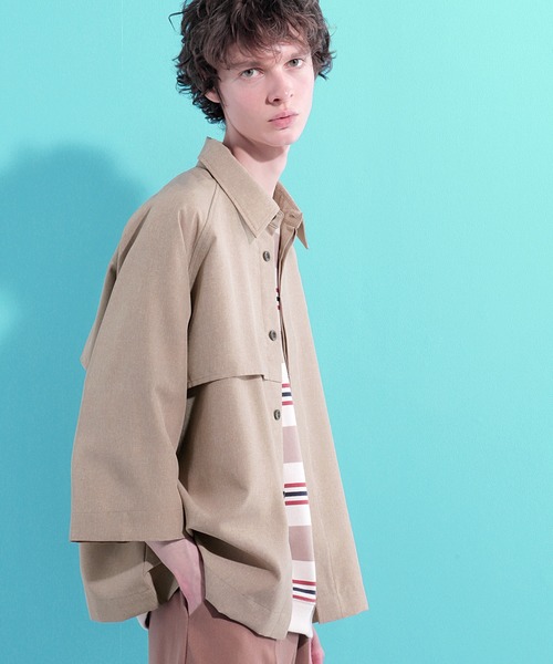 EMMA CLOTHES（エマクローズ）の「ポリトロ ビッグシルエットヨークトレンチシャツ (EMMA CLOTHES)（シャツ/ブラウス・メンズ・ライトグレー/ブラック/グレー系その他/ベージュ系その他・FREE）」の4枚目の写真