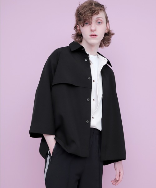 EMMA CLOTHES（エマクローズ）の「ポリトロ ビッグシルエットヨークトレンチシャツ (EMMA CLOTHES)（シャツ/ブラウス・メンズ・ライトグレー/ブラック/グレー系その他/ベージュ系その他・FREE）」の5枚目の写真