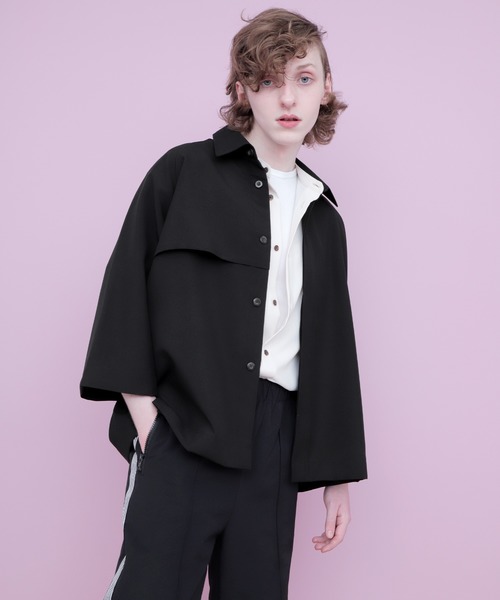 EMMA CLOTHES（エマクローズ）の「ポリトロ ビッグシルエットヨークトレンチシャツ (EMMA CLOTHES)（シャツ/ブラウス・メンズ・ライトグレー/ブラック/グレー系その他/ベージュ系その他・FREE）」の7枚目の写真