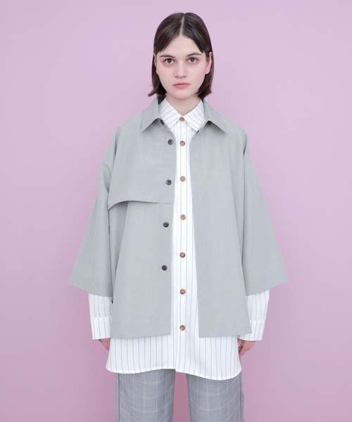 EMMA CLOTHES（エマクローズ）の「ポリトロ ビッグシルエットヨークトレンチシャツ (EMMA CLOTHES)（シャツ/ブラウス・メンズ・ライトグレー/ブラック/グレー系その他/ベージュ系その他・FREE）」の11枚目の写真